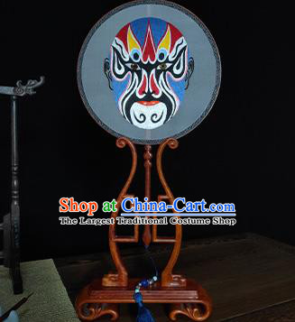 China Beijing Opera Round Fan Handmade Facial Makeup Fans Suzhou Embroidery Silk Fan