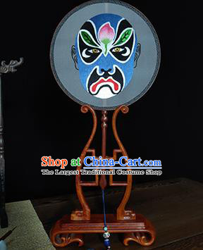 China Handmade Suzhou Embroidery Beijing Opera Facial Makeup Fans Silk Fan Embroidered Round Fan