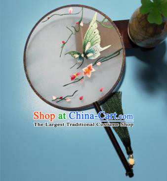 China Embroidered Silk Fan Traditional Hanfu Stage Show Palace Fan Handmade Suzhou Embroidery Butterfly Fan