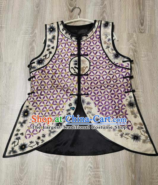 Top Grade Embroidered Waistcoat China Traditional Upper Outer Garment Tang Suit Purple Vest