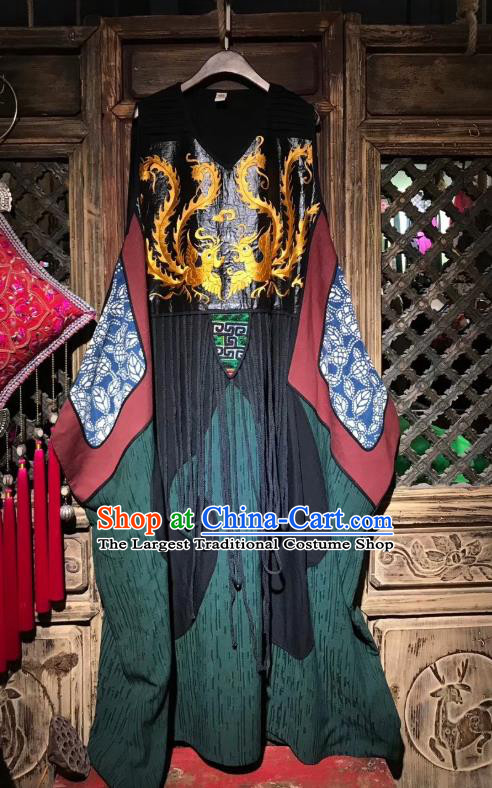 Chinese Traditional National Clothing Embroidered Dress Minority Women Embroidery Phoenix Robe