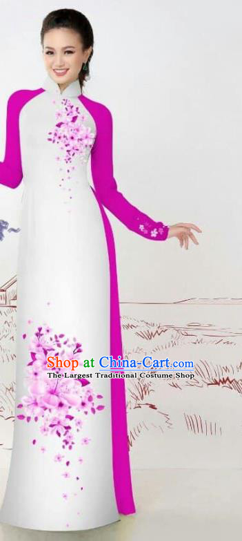 Custom Asian Vietnam Uniforms Traditional Bride Long Dress with Pants Vietnamese Cheongsam Ao Dai Costume