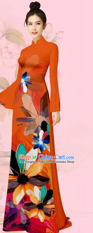 Jacinth Custom Vietnam Cheongsam Traditional Women Ao Dai Costume Asian Vietnamese Uniforms Long Dress with Pants