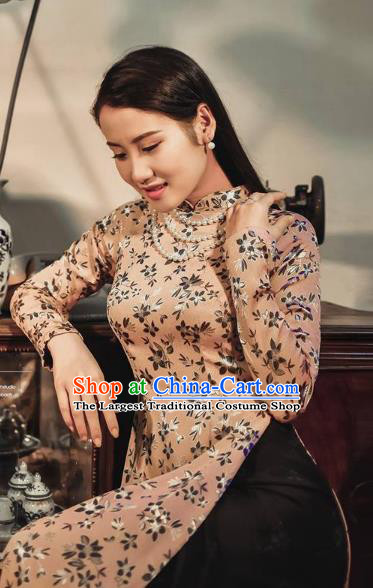 Traditional Vietnamese Court Ao Dai Cheongsam Custom Fashion Qipao Dress with Pants Asian Vietnam Women Clothing