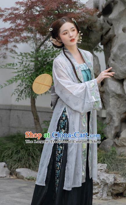 China Ancient Clothing Traditional Hanfu Dress Song Dynasty Embroidered BeiZi Top and Pants for Young Female