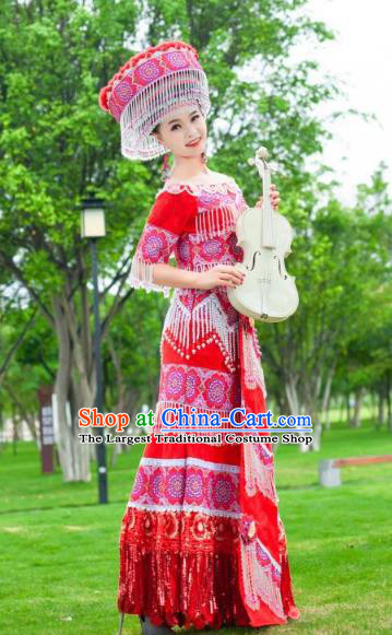 Top Quality China Yao Ethnic Wedding Dress Apparels Guizhou Minority Bride Costumes Festival Celebration Dance Clothing and Headwear