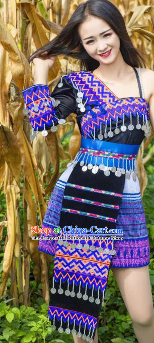 China Minority Nationality Stage Show Clothing Wenshan Miao Ethnic Traditional Costumes