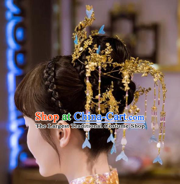 China Handmade Wedding Hair Jewelry Accessories Traditional Bride Mermaid Phoenix Coronet