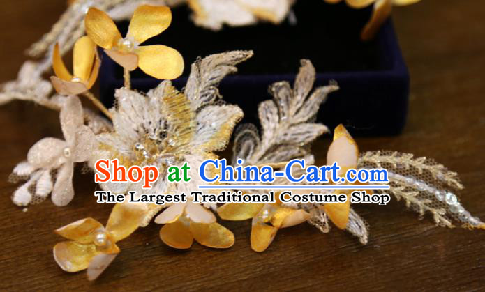 Chinese Classical Embroidered Flower Hair Sticks Hair Accessories Traditional Wedding Hairpins