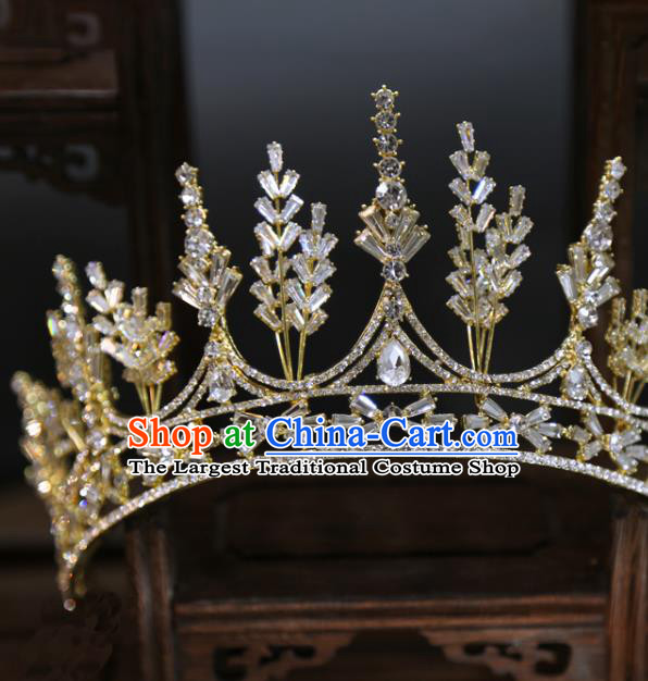 Top Grade Europe Princess Hair Accessories Golden Zircon Royal Crown