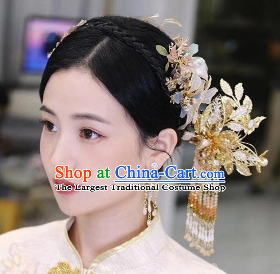 Chinese Xiuhe Suit Hairpins Classical Hair Accessories Traditional Wedding Tassel Hair Sticks Full Set