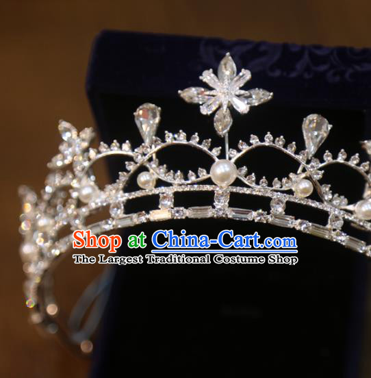 Top Handmade Bride Accessories Wedding Zircon Royal Crown Europe Princess Crystal Hair Jewelry