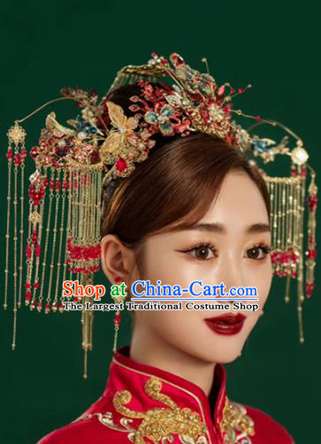 Chinese Traditional Bride Phoenix Coronet Wedding Hair Accessories Xiuhe Suit Hair Crown Full Set