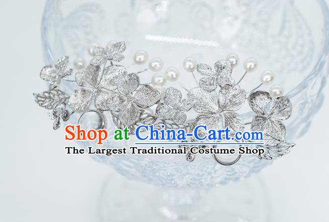 China Song Dynasty Empress Hair Sticks Ancient Palace Lady Silver Hydrangea Hairpins Hair Accessories