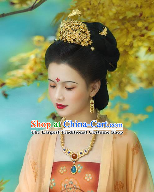 Chinese Traditional Sui Dynasty Princess Li Jingxun Gems Necklace Ancient Palace Lady Jewelry Accessories