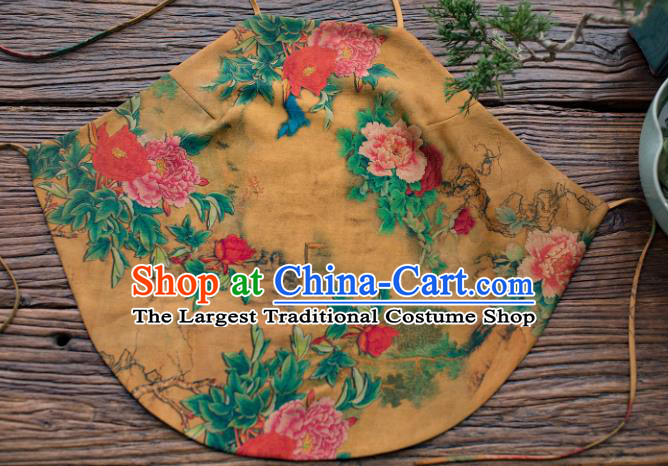 Chinese Ancient Women Classical Peony Pattern Stomachers Yellow Silk Bellyband