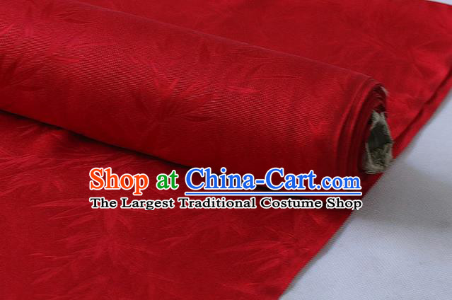 Asian Red Mulberry Silk Material Chinese Hanfu Cloth Traditional Bamboo Pattern Design Silk Fabric