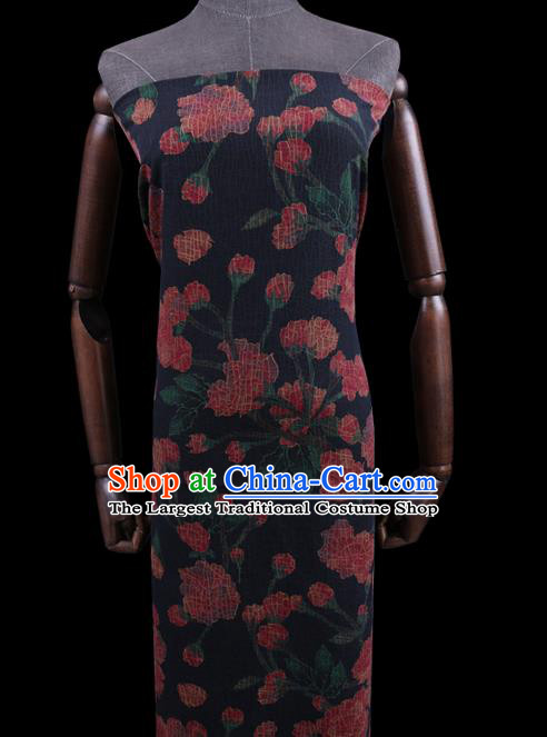 Chinese Classical Pattern Black Watered Gauze Asian Gambiered Guangdong Silk Fabric Traditional Cheongsam Cloth Drapery