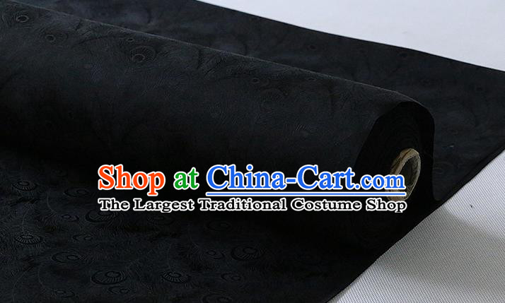 Chinese Classical Phoenix Feather Pattern Silk Drapery Cheongsam Jacquard Cloth Traditional Black Silk Fabric