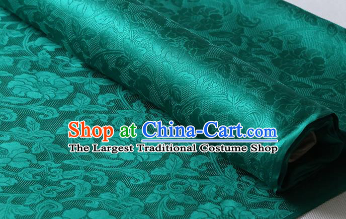 Chinese Classical Twine Rose Pattern Silk Drapery Cheongsam Traditional Jacquard Cloth Fabric Green Damask