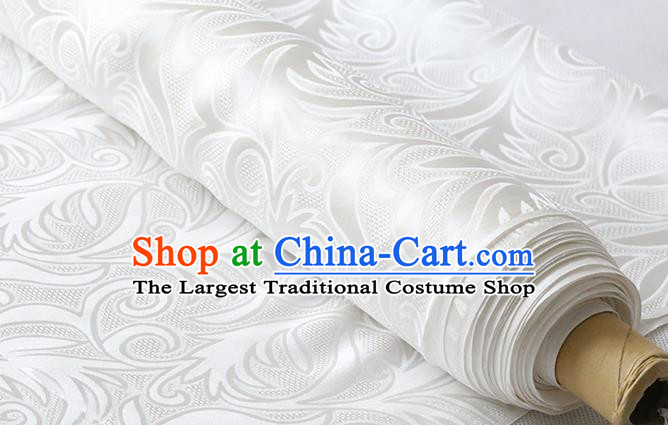 Chinese Traditional White Jacquard Cloth Cheongsam Silk Drapery Classical Sago Flowers Pattern Damask Fabric