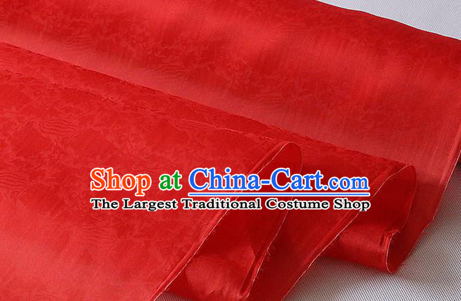 Chinese Organza Fabric Cheongsam Classical Phoenix Peony Pattern Silk Drapery Traditional Red Jacquard Damask Cloth