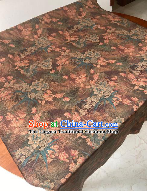 Chinese Traditional Cheongsam Purple Watered Gauze Fabric Classical Yulan Magnolia Pattern Gambiered Guangdong Silk