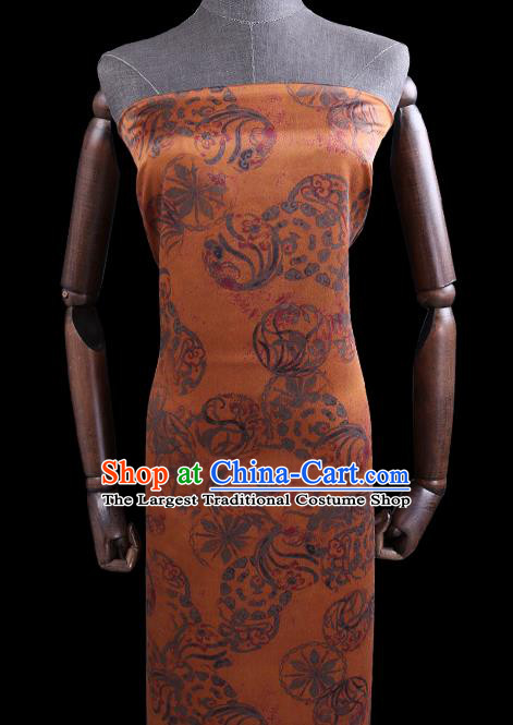 Chinese Classical Pattern Ginger Silk Drapery Traditional Gambiered Guangdong Gauze Cheongsam Fabric