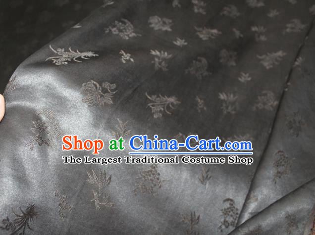 Chinese Classical Plum Orchid Bamboo Chrysanthemum Pattern Silk Drapery Traditional Grey Gambiered Guangdong Gauze Cheongsam Fabric