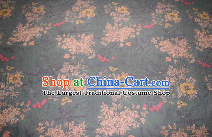 Chinese Classical Crack Pattern Dark Green Silk Drapery Traditional Gambiered Guangdong Gauze Cheongsam Fabric