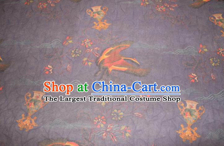 Chinese Cheongsam Nazvy Satin Fabric Traditional Gambiered Guangdong Gauze Classical Wild Goose Pattern Silk Drapery