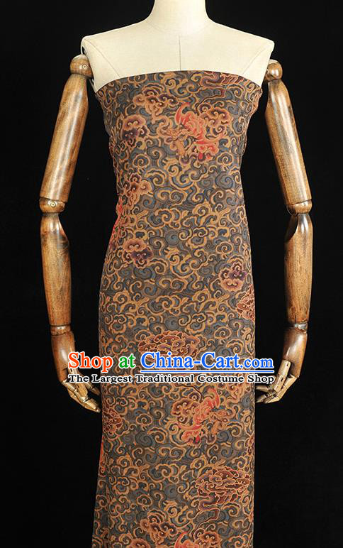 Chinese Cheongsam Grey Gambiered Guangdong Gauze Classical Cloud Bat Pattern Silk Material Traditional Silk Fabric