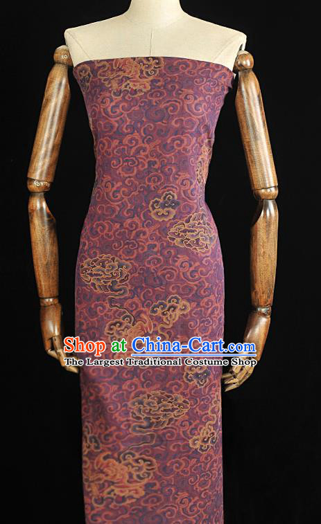 Chinese Traditional Silk Fabric Cheongsam Purple Gambiered Guangdong Gauze Classical Cloud Bat Pattern Silk Material