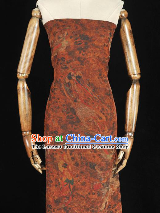 Chinese Brown Gambiered Guangdong Gauze Material Classical Goddess Pattern Silk Fabric Traditional Cheongsam Silk Cloth