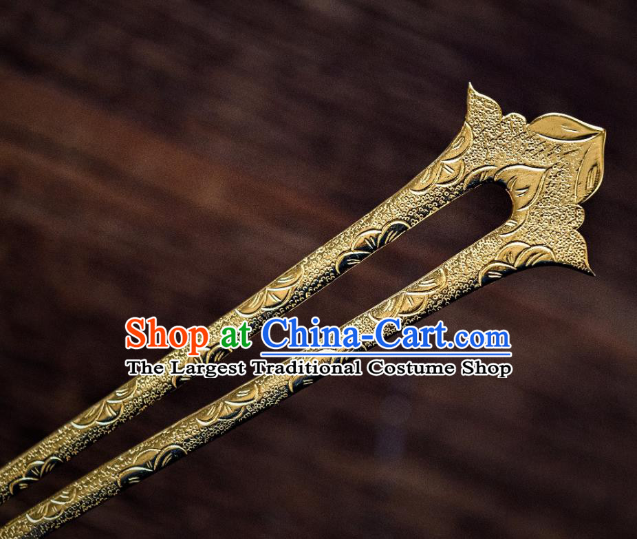 China Traditional Hanfu Hair Accessories Ancient Empress Hair Stick Tang Dynasty Chiseled Gilding Hairpins
