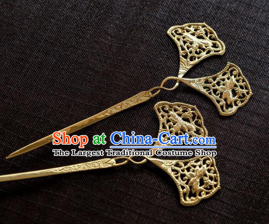 China Ancient Princess Ginkgo Leaf Hairpin Tang Dynasty Hair Clip Traditional Hanfu Hair Accessories Gilding Hair Stick