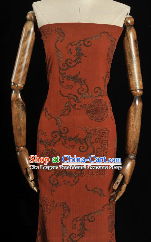 Top Grade Gambiered Guangdong Gauze Fabric Chinese Cheongsam Traditional Palace Wall Pattern Orange Silk Drapery