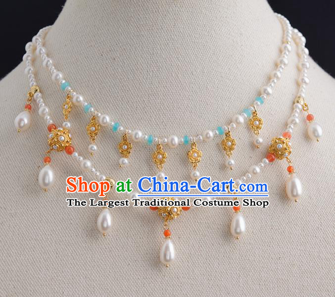 China Tang Dynasty Imperial Concubine Necklace Ancient Court Woman Jewelry Accessories of Precious Stones