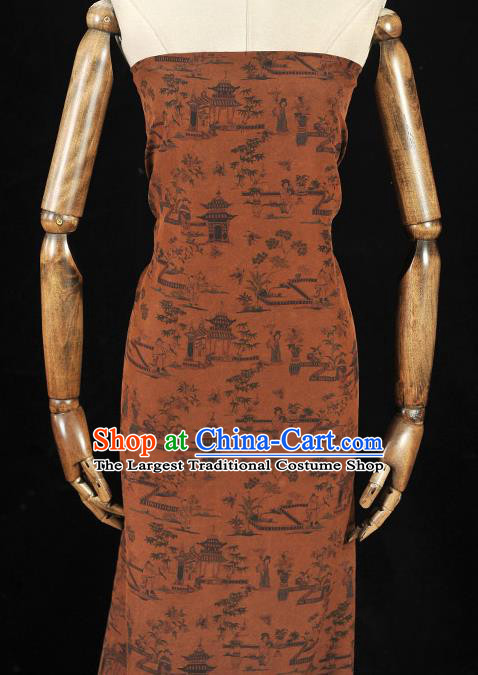 Top Grade Craquelure Fabric Chinese Traditional Character Pattern Silk Drapery Cheongsam Brown Gambiered Guangdong Gauze