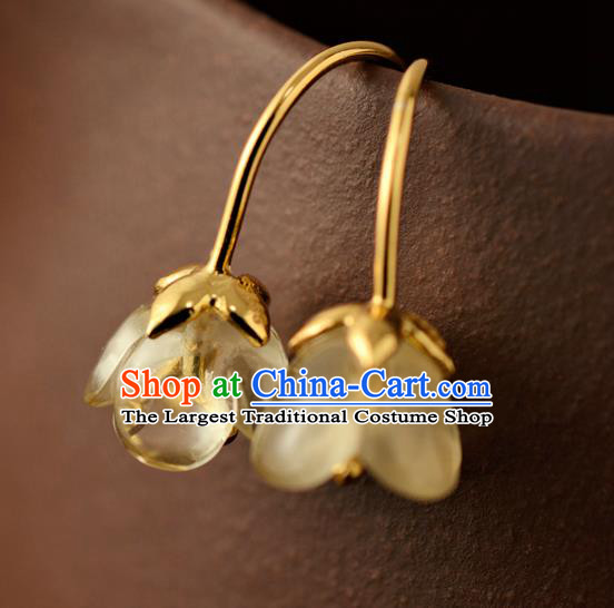 China Ancient Princess Osmanthus Ear Jewelry Accessories Traditional Qing Dynasty Palace Lady Earrings