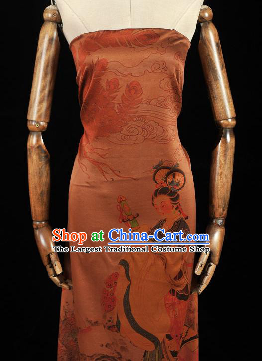 China Traditional Goddess Pattern Silk Fabric Classical Gambiered Guangdong Gauze Cheongsam Cloth