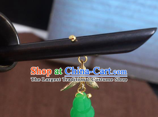 China Handmade Cheongsam Hair Accessories Ebony Hair Stick Classical Jade Gourd Hairpin for Women