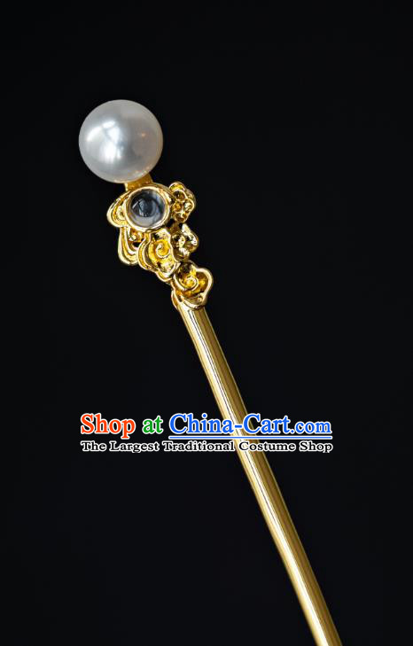 China Ancient Princess Albite Hair Stick Pearls Hairpin Traditional Tang Dynasty Court Hair Accessories