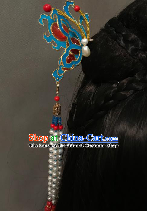 China Ancient Court Tassel Hairpin Handmade Hair Accessories Traditional Ming Dynasty Imperial Consort Butterfly Hair Clip