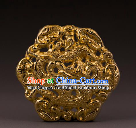 China Traditional Ming Dynasty Golden Dragon Hairpin Handmade Hair Accessories Ancient Queen Hair Crown