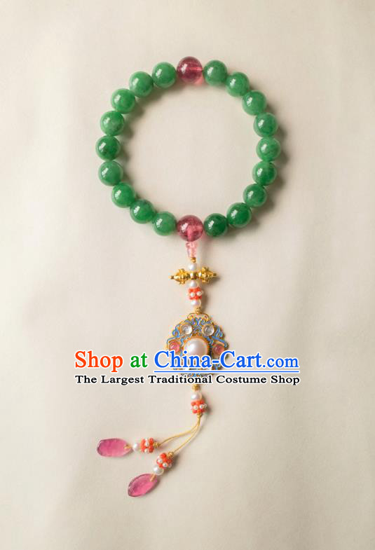 Chinese Traditional Qing Dynasty Court Jewelry Ancient Noble Lady Bracelet Jade Accessories