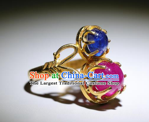 China Qing Dynasty Jewelry Accessories Ancient Imperial Consort Gems Ring for Women