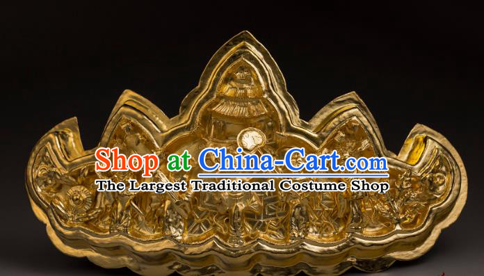 China Ancient Court Golden Hair Crown Handmade Hair Accessories Traditional Tang Dynasty Wedding Hairpin