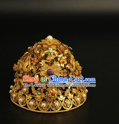 China Ancient Ming Dynasty Phoenix Coronet Handmade Hair Accessories Traditional Court Gems Hair Crown