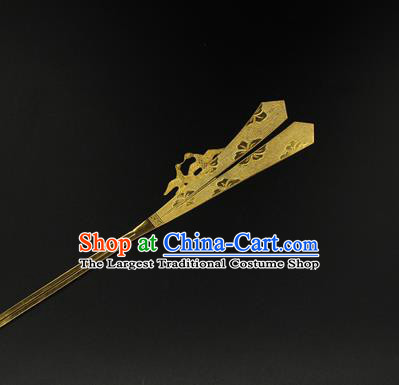 China Tang Dynasty Golden Hair Stick Traditional Handmade Hairpin Ancient Court Hair Accessories